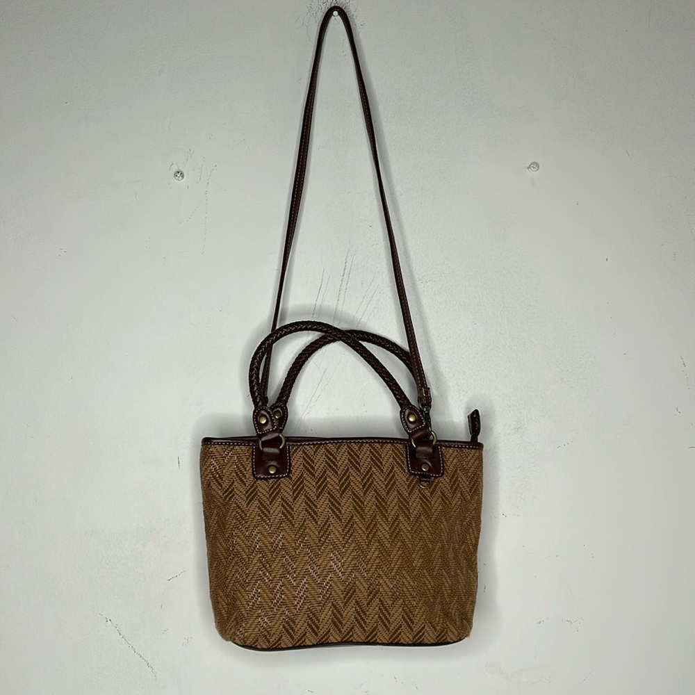 Relic Herringbone Cross Body Purse Handbag Bag Leather Rope Handle